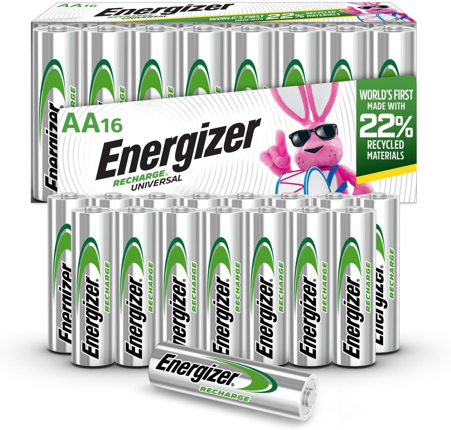 Rechargeable AA Batteries, Recharge Universal Double a Battery Pre-Charged, 16 Count